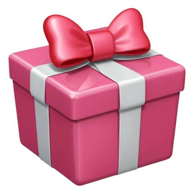 pink heart coming out of a red box with a bow sticker