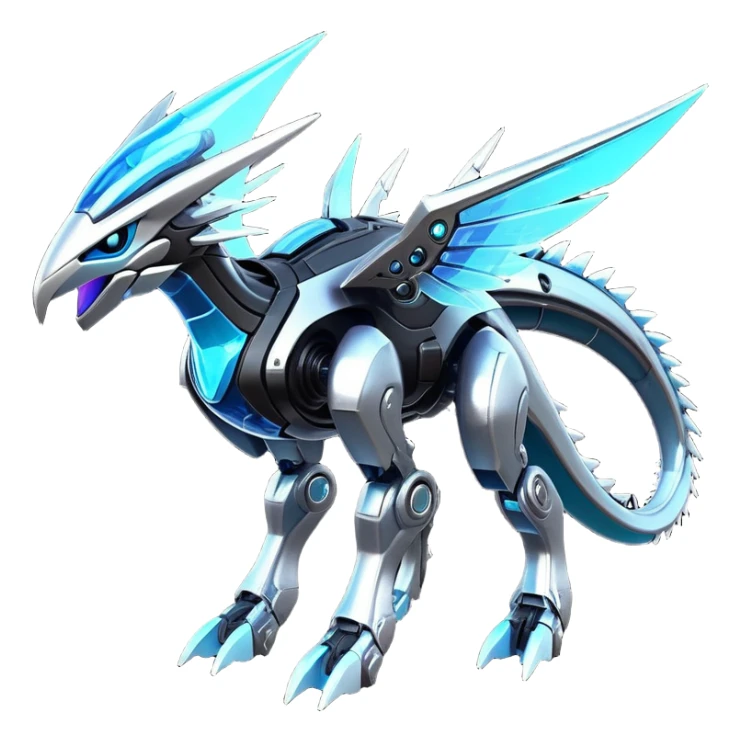  Epic legendary rare glowing mechanical Shiny sparkly transparent bioluminescent luminescent vibrant bright pastel dark exotic iridescent colorful gradients futuristic modern metallic glossy glittery fantasy-cyber-Fakémon-Vernid-Dialga-Palkia-mecha-creature sticker