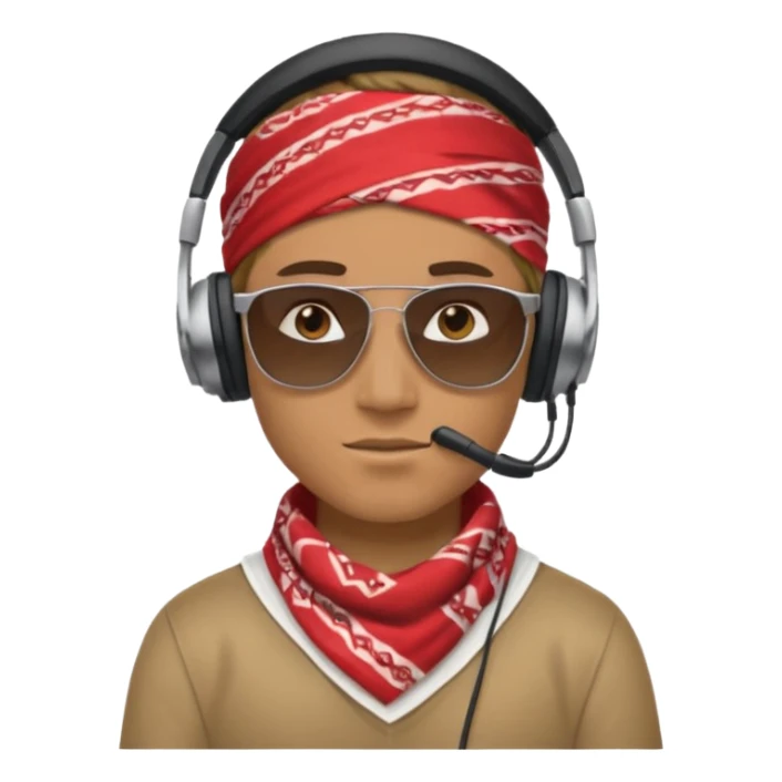 man with shades, headphones and bandana sticker