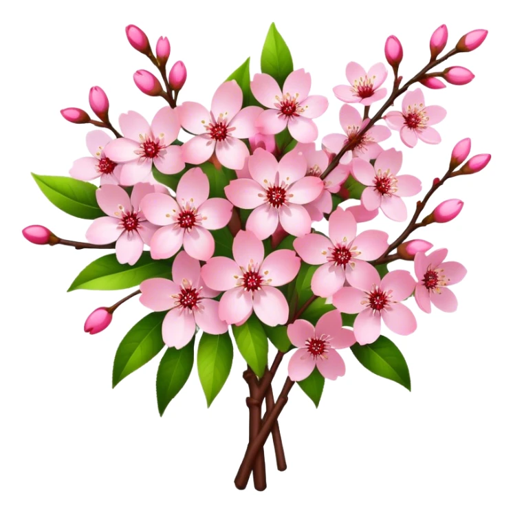 big bouquet Cherry Blossom, luxuriant, stem, leaf, bright sticker