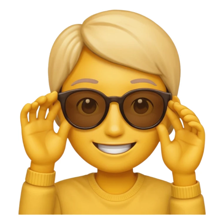 make me a emoji that is with summer glasses and a arm at the face smiling sticker