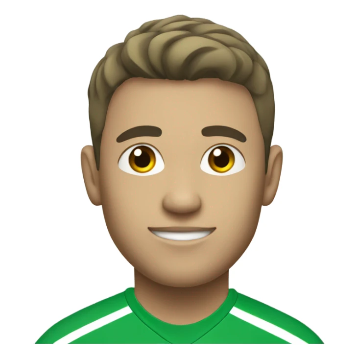 A soccer player with a green shirt with white skin color  sticker