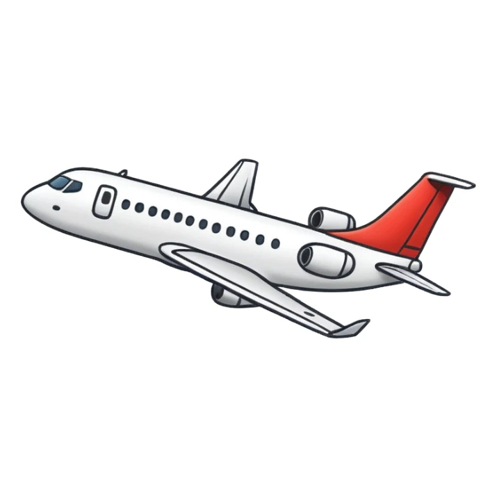 aeroplane hand-drawn side view icon, black background white outline sticker