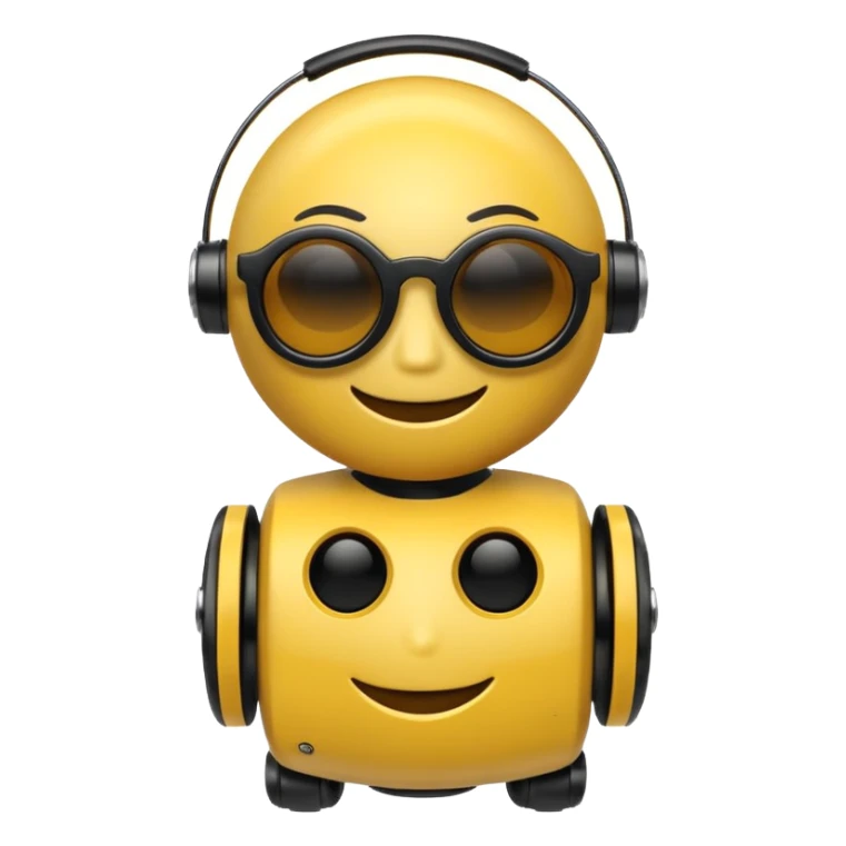 Scare emoji robot toy with black sun glasses  sticker