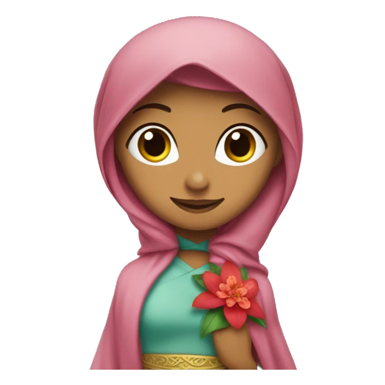 Princess jasmine wearing hijab affording a red jasmine flower  sticker