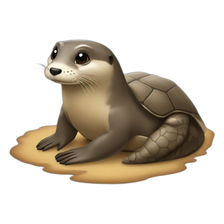 Une loutre sur une tortue sticker