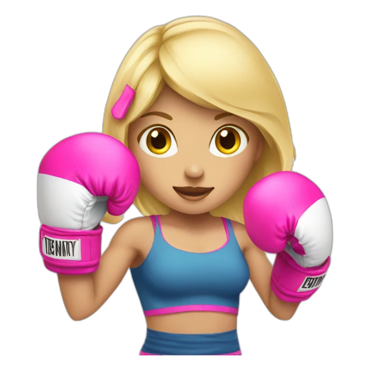 blonde girl with pink boxing gloves sticker
