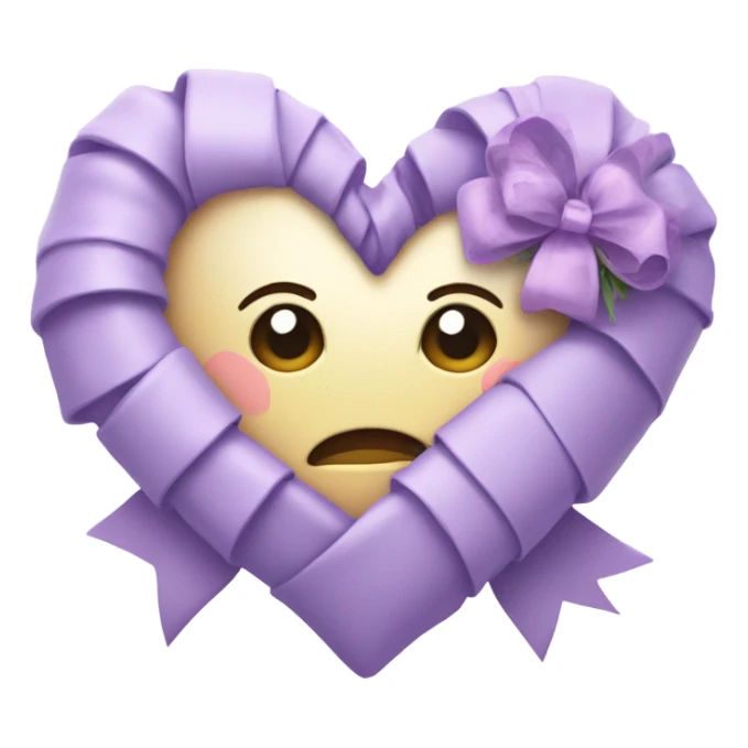 a lavender heart wrapped by a pastel lavender  bow with lavender flowers sticker