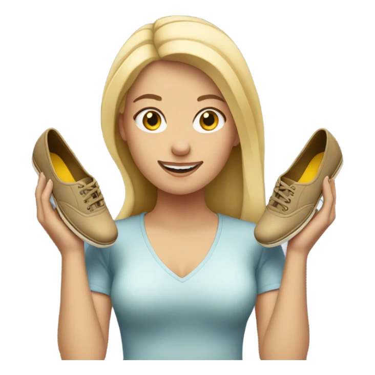 woman blonde with shoes in her arms sticker