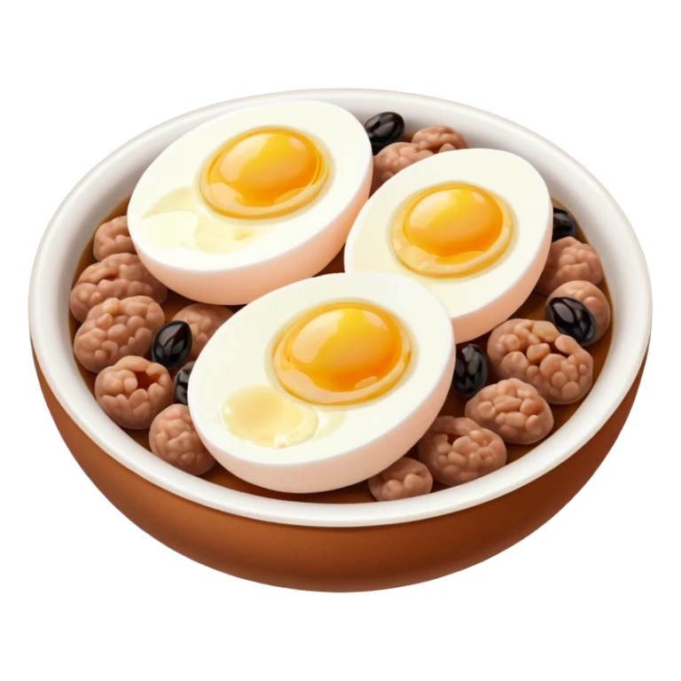steamed ground pork with raisins, sliced boiled egg sticker