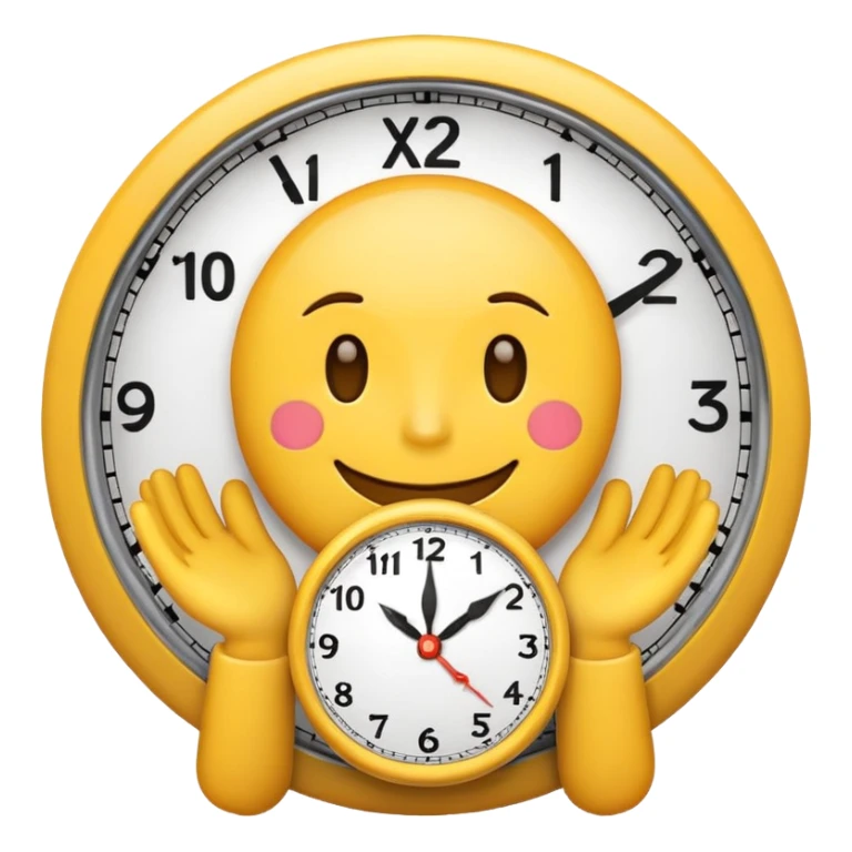 Regular emoji with hands and an clock in the hands sticker