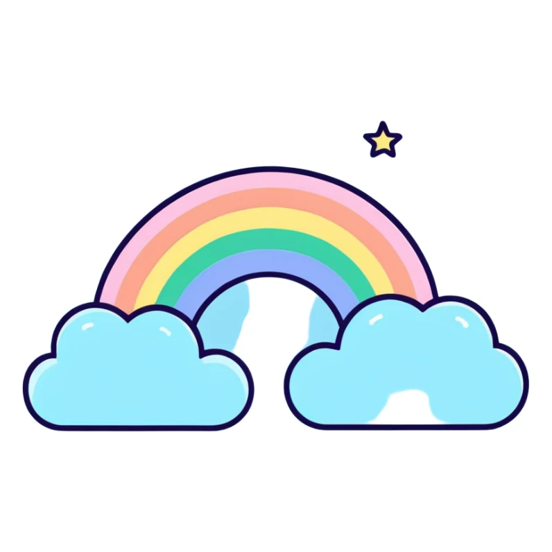 dreamy pastel blue rainbow with stars sticker