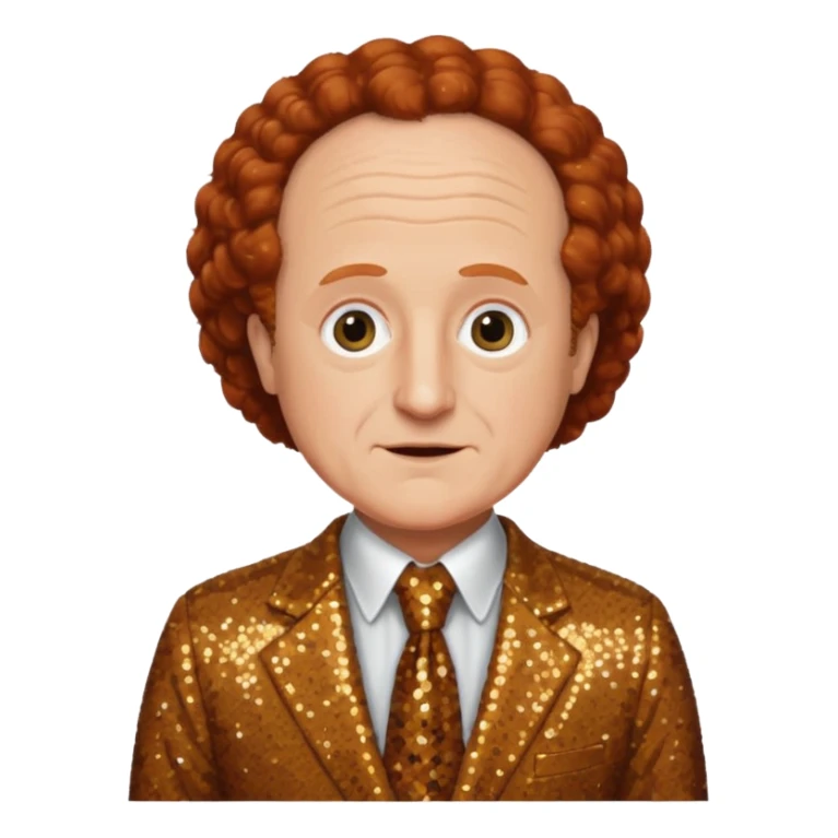 Larry Fine from The Three Stooges with auburn hair, brown sequin suit  sticker