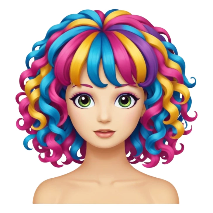curly colorful party wig sticker