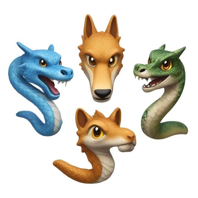 1 volpe, 1 drago bianco e 1 serpente azzurro sticker