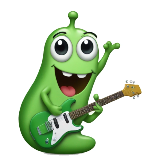 Happy green slug playing electric guitar sticker