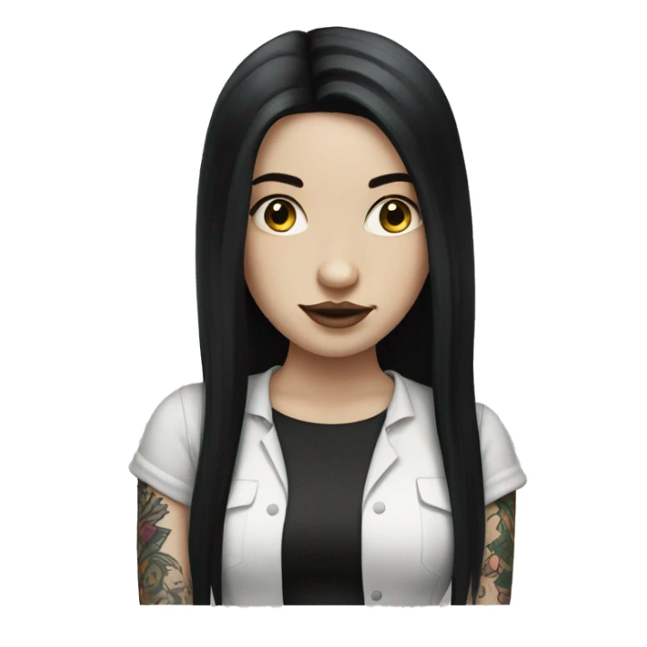 Pale girl with long black hair tattoos sticker