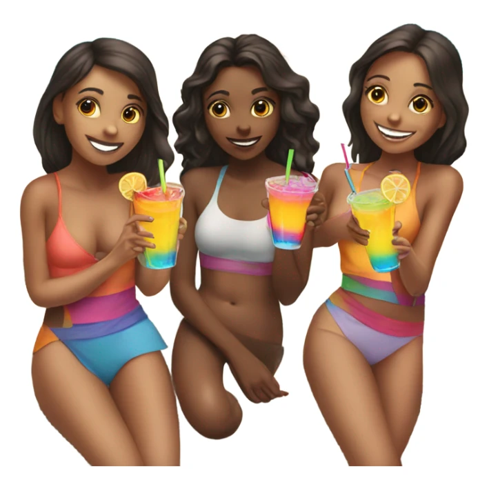 Group of girls at pool with drinks sticker