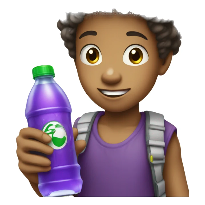 Blasian kid holding sprite bottle with purple drink in it sticker
