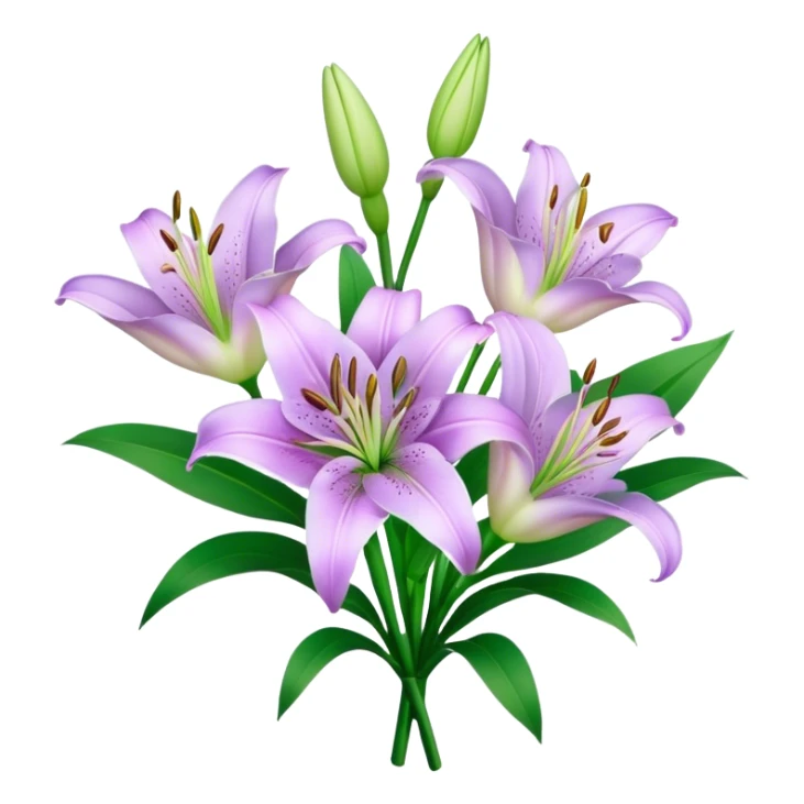 bouquet Light Purple Lily, luxuriant, leaf, bud sticker