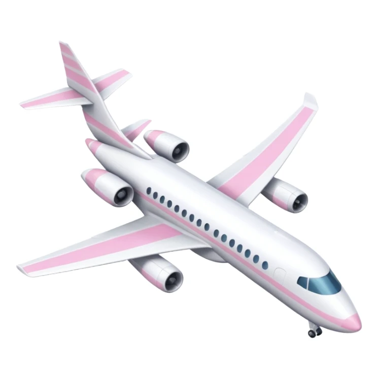 White plane with pastel pink stripes with one jet under each wing sticker