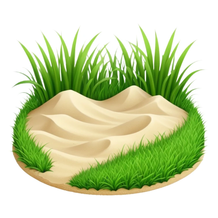 generate realistic detailed grass in 3d style with sand  sticker