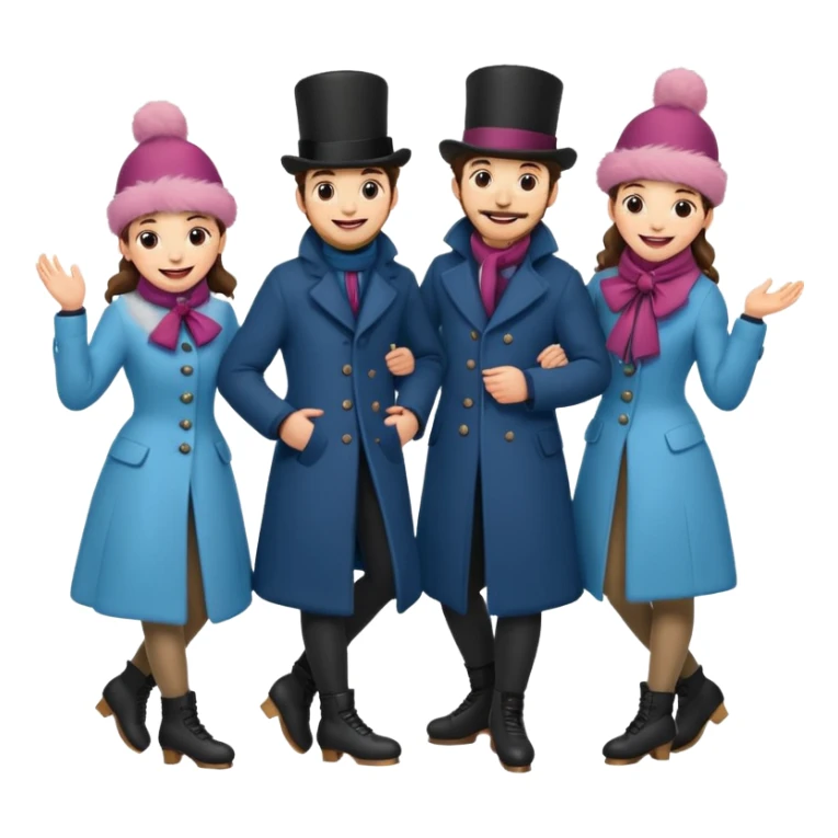 group of vistorian ice skaters ona  frozen lake sticker