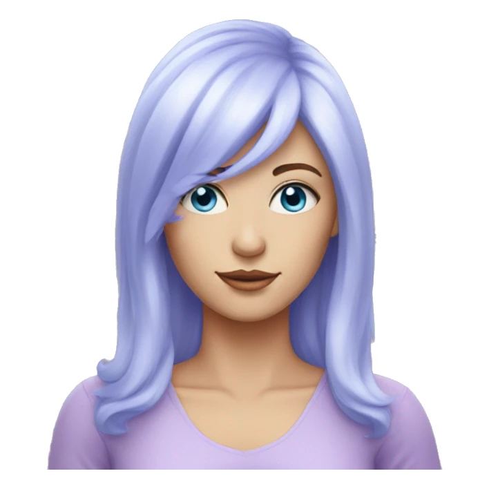 white woman with blue eyes and lilac wig sticker