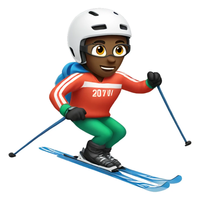Skier skiing wearing a football Jersey sticker