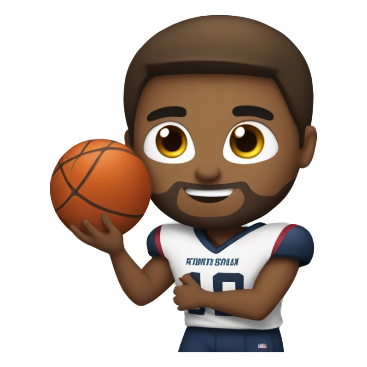 Football player holding a basketball sticker