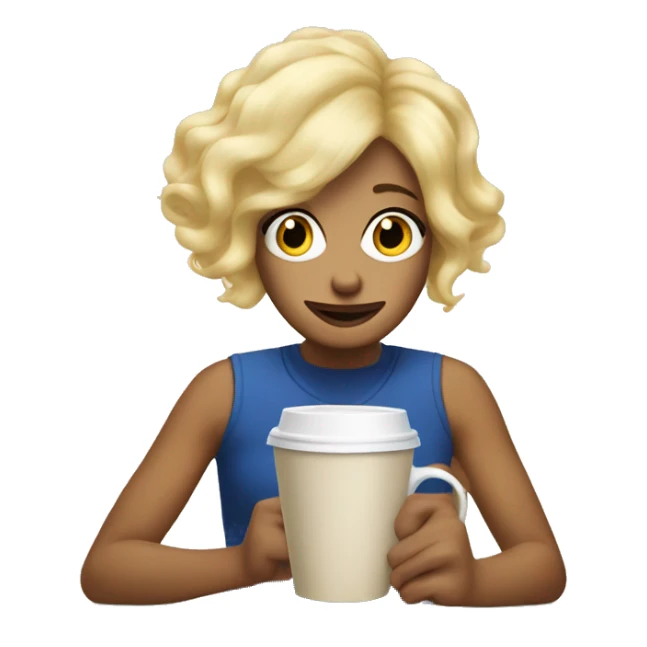 Dory the fish with a blonde wig and coffee sticker