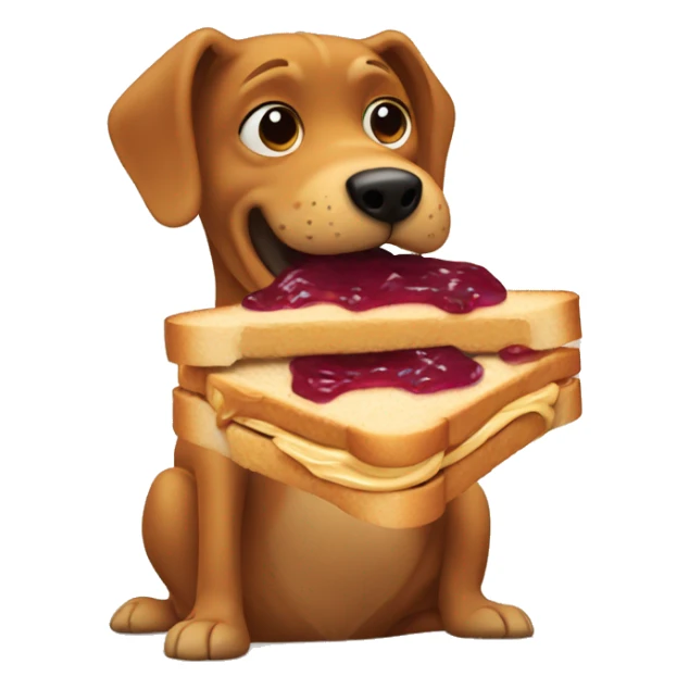 Dog eating peanut butter and jelly sandwich  sticker