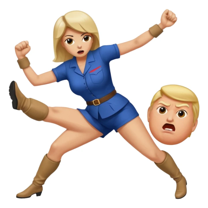 woman kicking donald trump in the testicles sticker