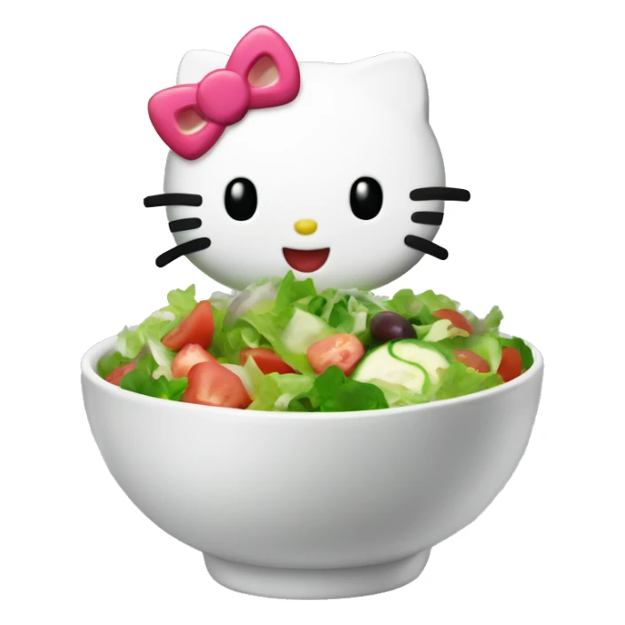 Hello kitty eating a bowl of salad sticker
