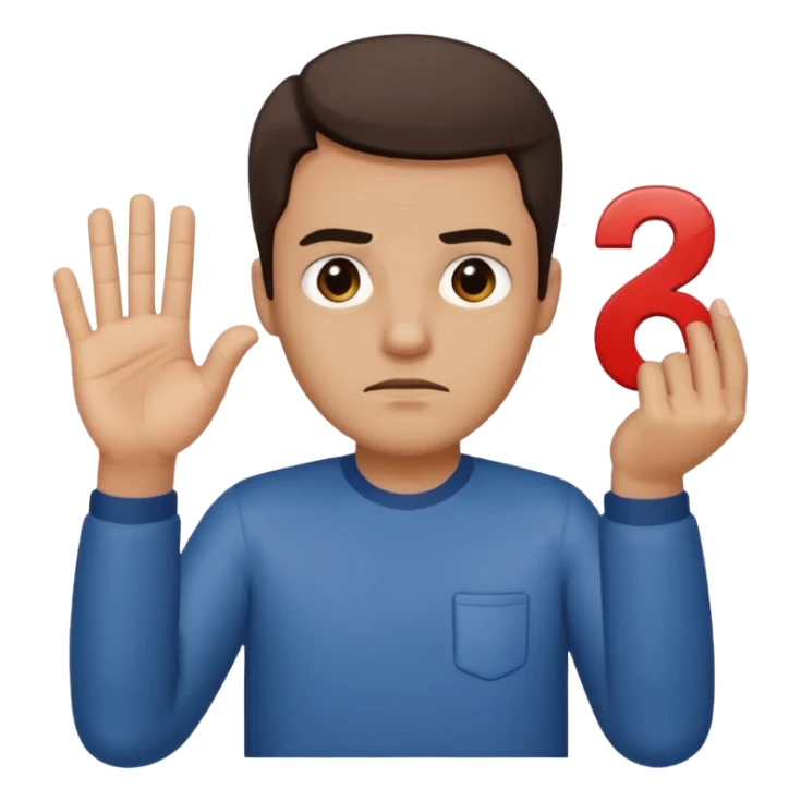 man frowning holding up numbers 6 in left hand and 7 in right hand sticker