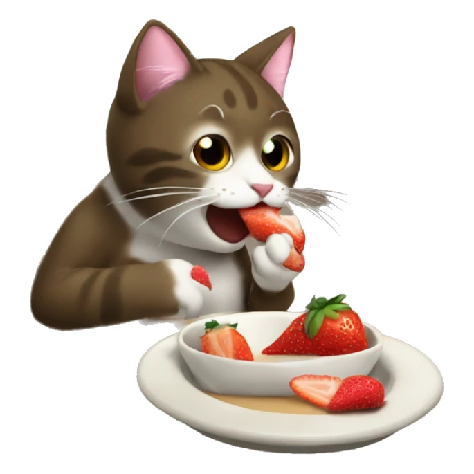 Gato comiendo una fresa  sticker