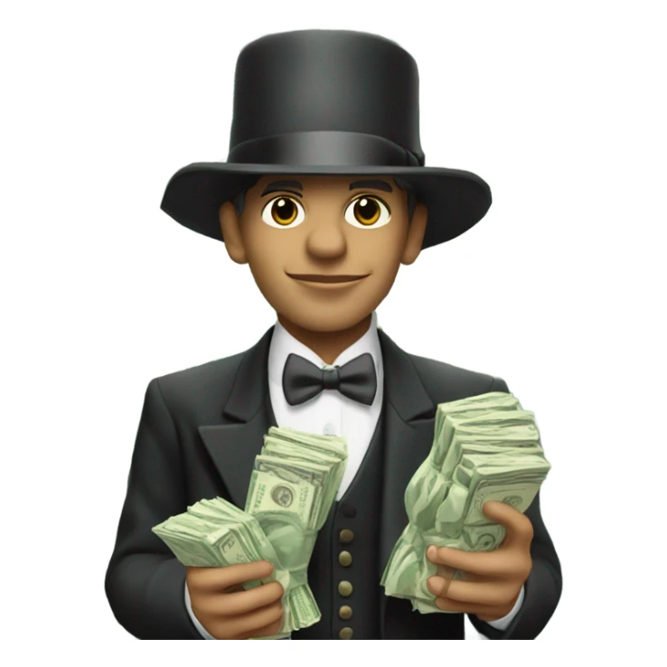 younger sinatra with tophat and money sticker