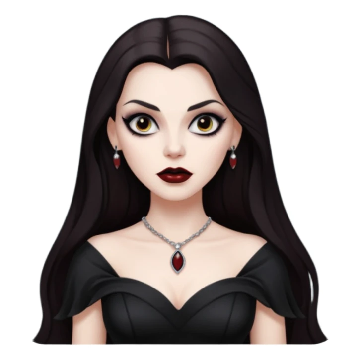 Vampira with long dark brown hair sticker