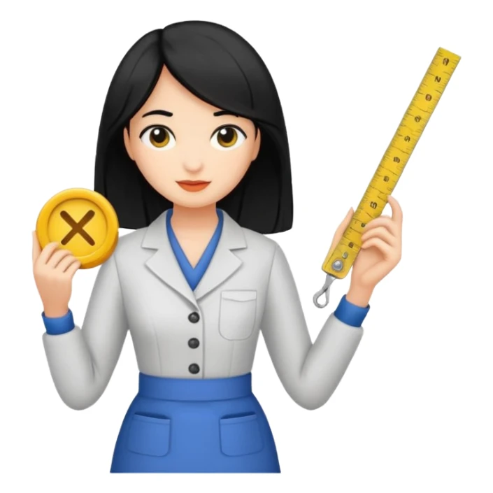 tailor woman holding measure black hair sticker