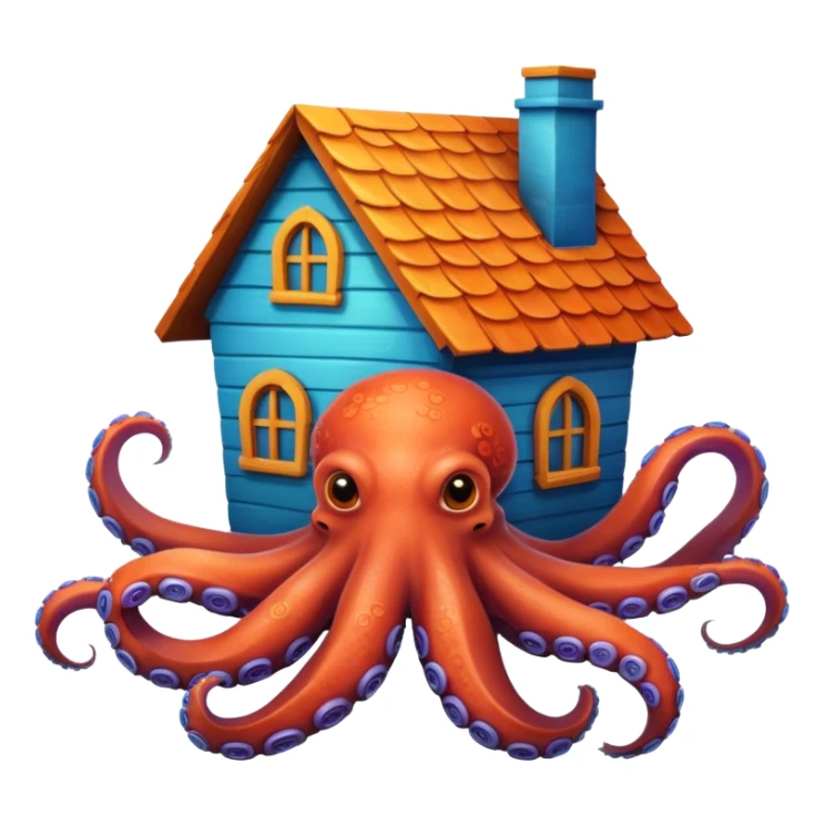 a octupus with a house on the back sticker