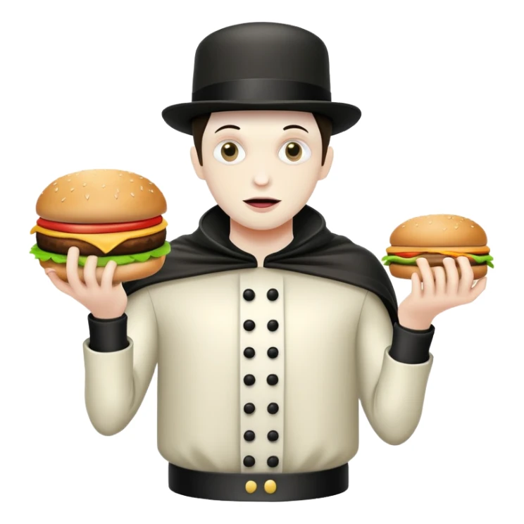 caped mime burglar stealing hamburgers sticker