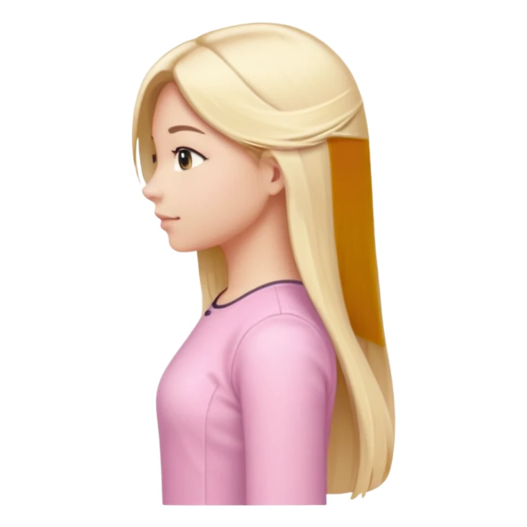 girl in light pink clothes, blonde with long straight hair, side view, variation 2 sticker