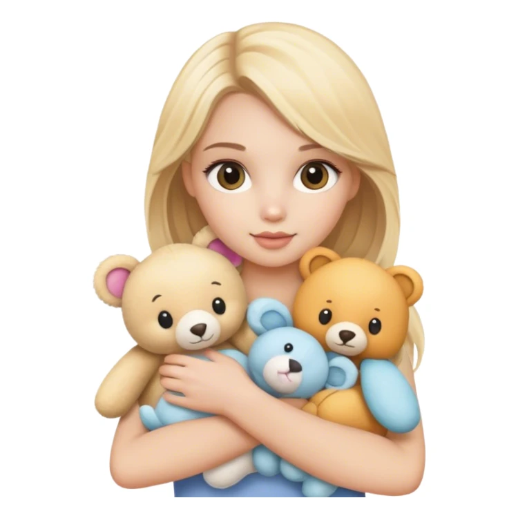 pretty blonde model holding a bunch of cute stuffed animals sticker