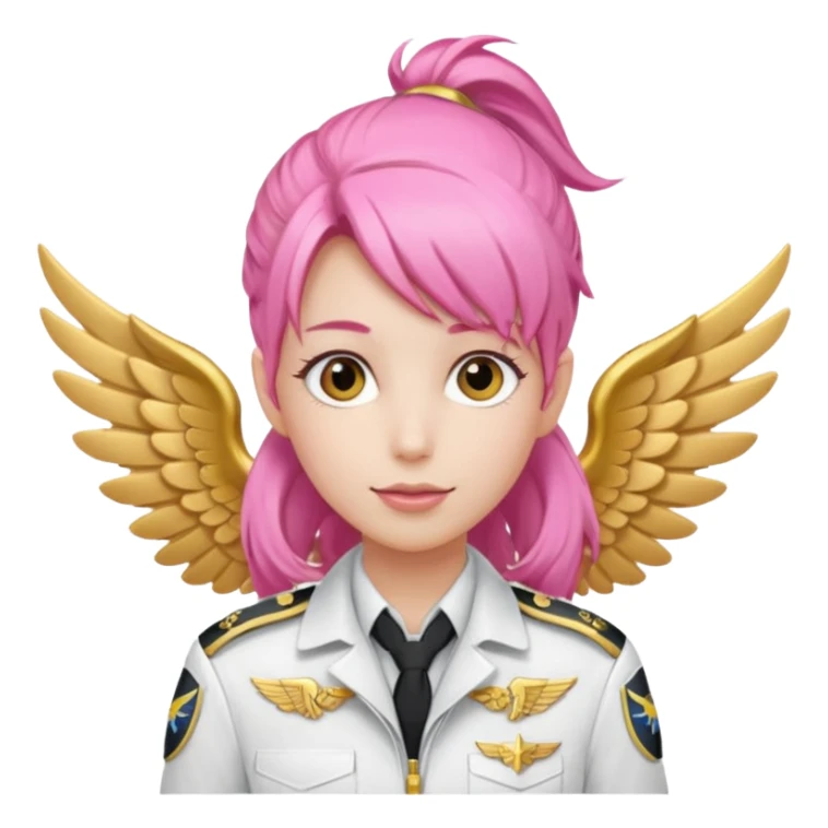 Commander Bloom – pink ponytail pilot in white uniform and gold wings sticker