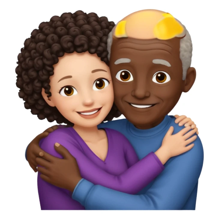  White no hiar Old man hugging dack skin curly hair woman sticker