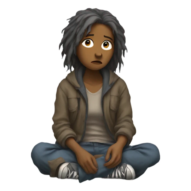 sad homeless woman sticker