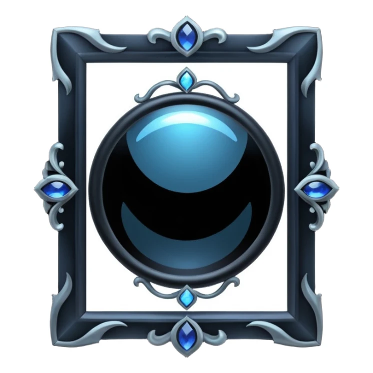 Mirror of Fate — obsidian frame + shifting light sticker