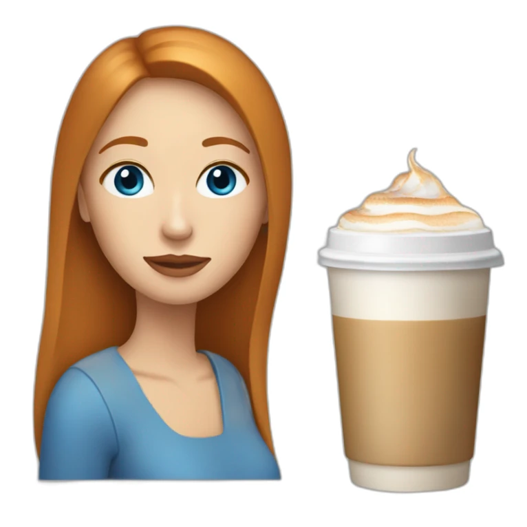 Ginger straight hair and blue eyes woman drinking a latte sticker