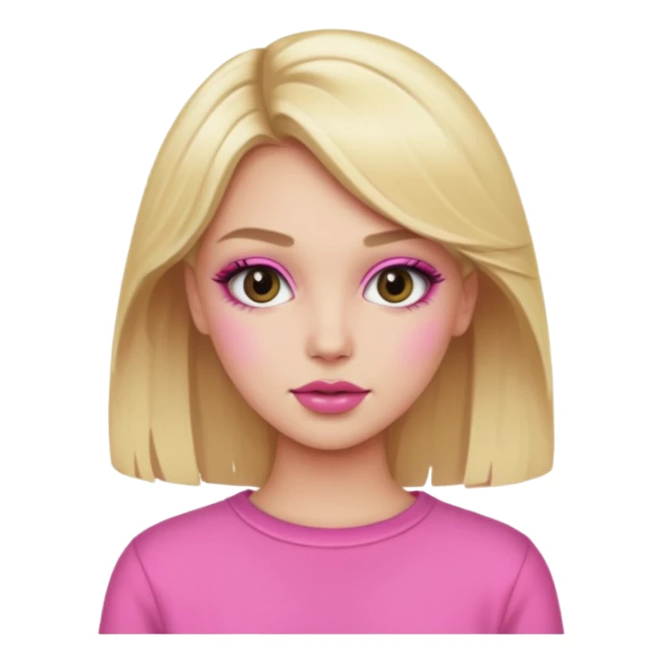 blonde girl, pink clothes, trendy heavy makeup sticker