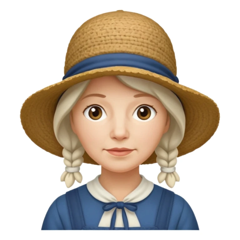 Puritan farmer female middle age white bonnet hat amish sticker